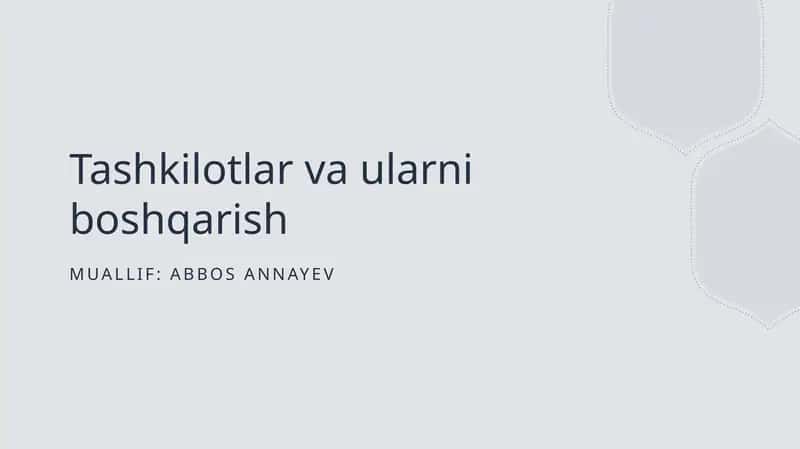 Tashkilotlar va Boshqarish 1