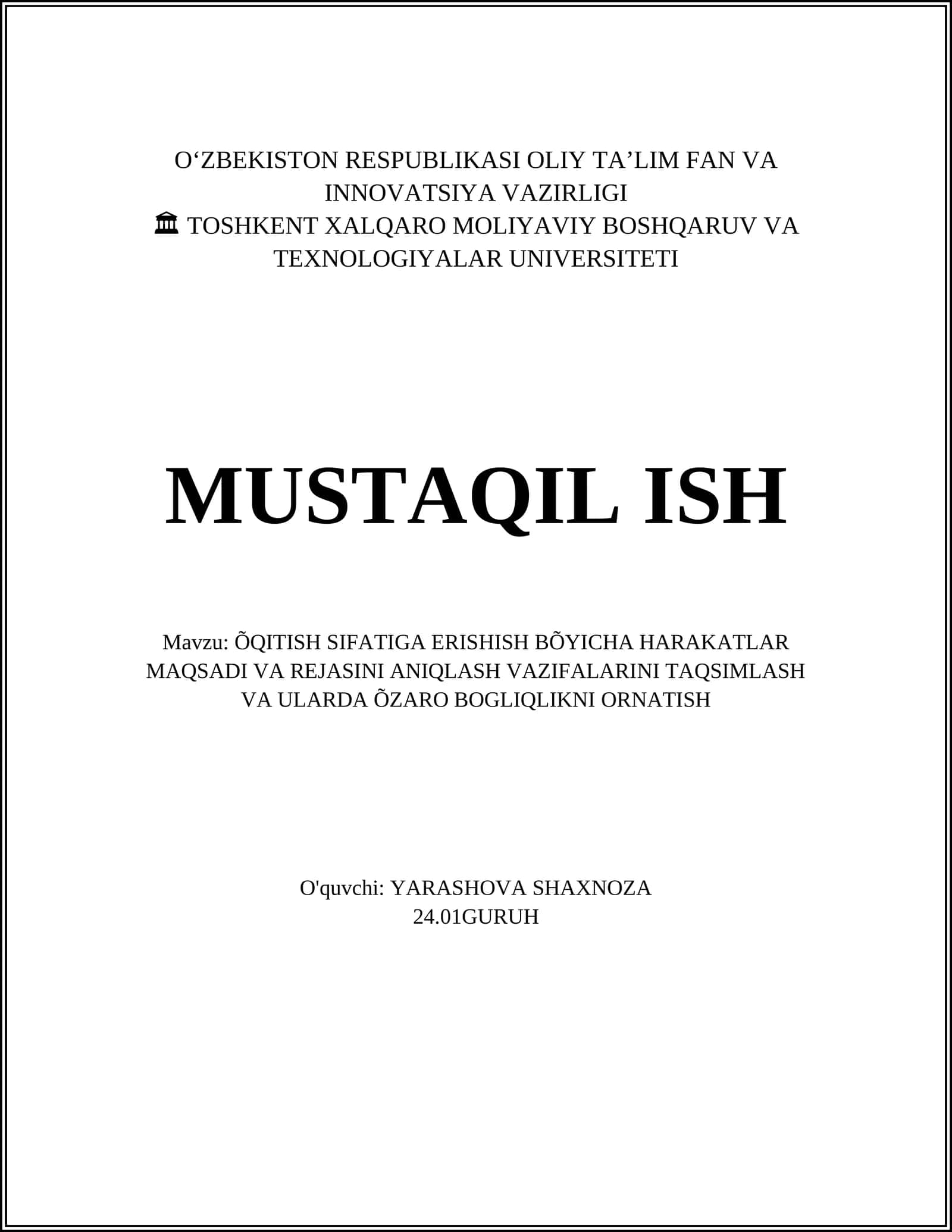 Harakatlar maqsadlarini aniqlash tamoyillari va mezonlari 1