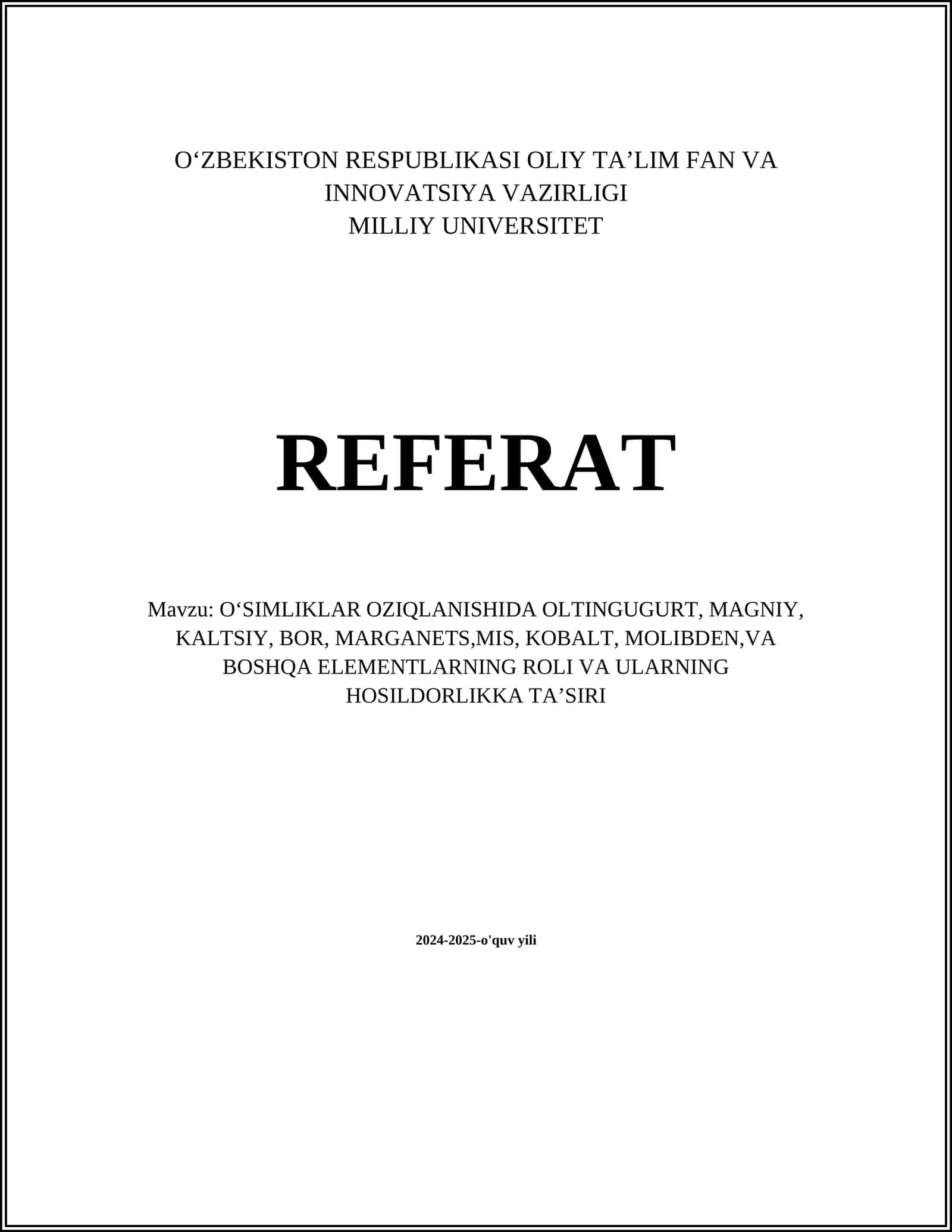 Oʻsimliklarning Oziqlanishi 1