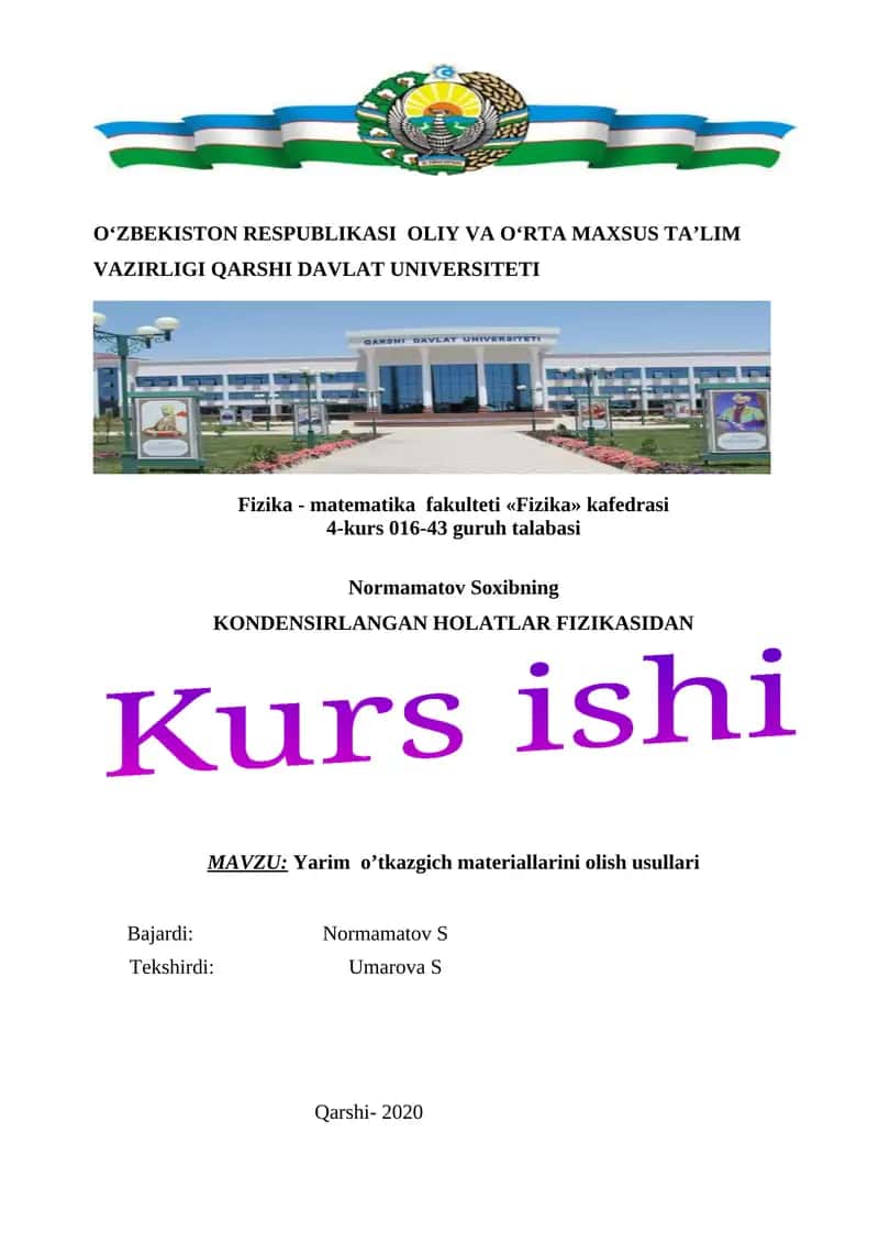 Yarim o’tkazgich materiallarini olish usullari 1