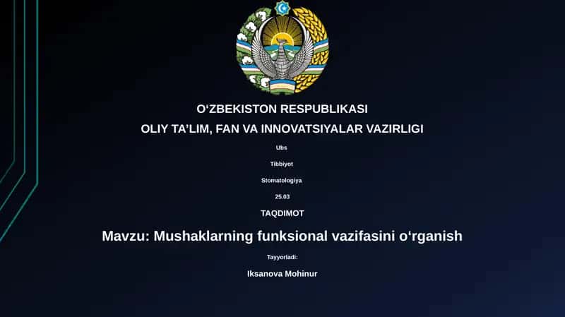 Mushaklarning funksional vazifasini o‘rganish 1