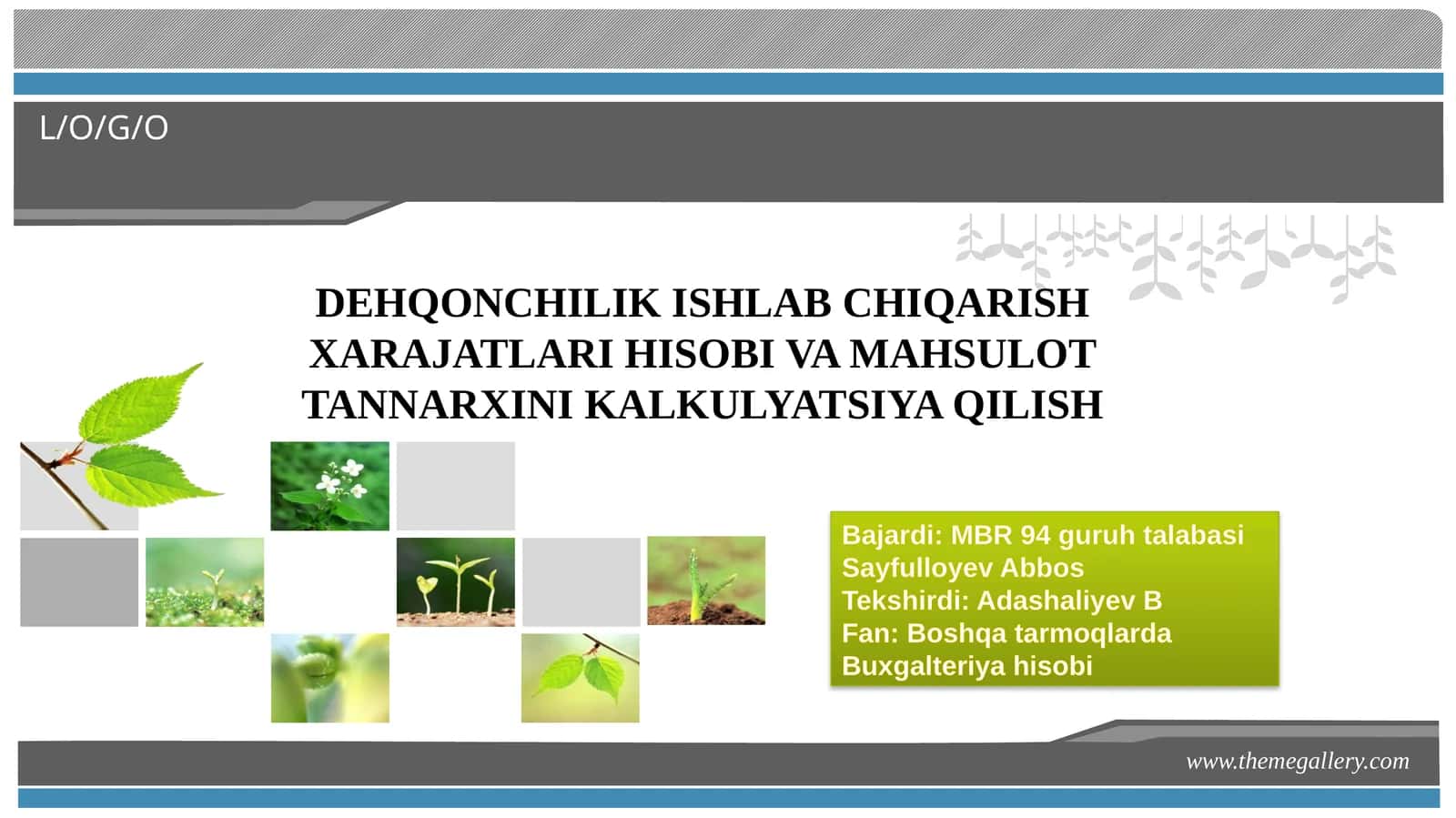 DEHQONCHILIK ISHLAB CHIQARISH XARAJATLARI HISOBI VA MAHSULOT TANNARXINI KALKULYATSIYA QILISH 1