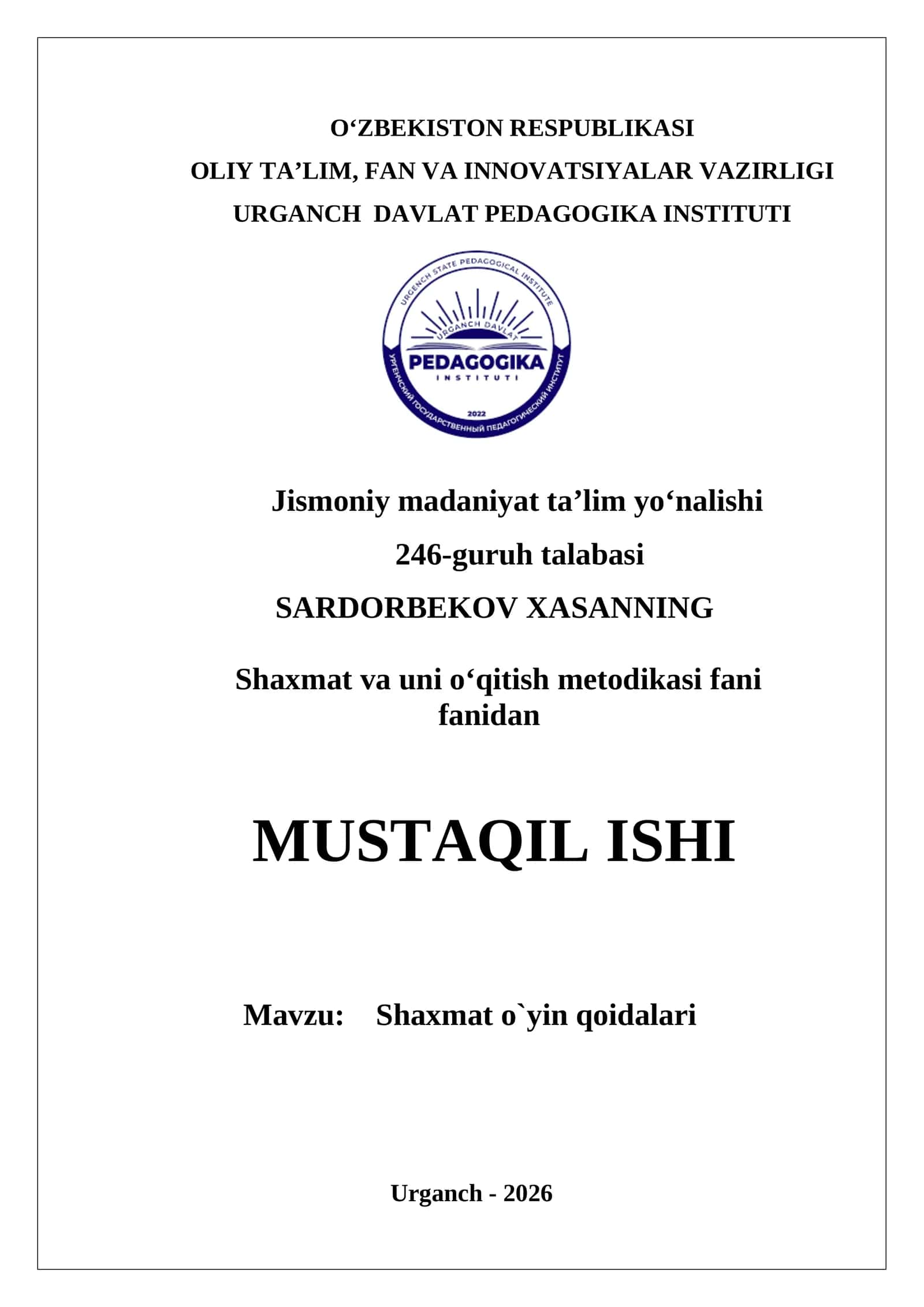 Shaxmat o`yin qoidalari 1