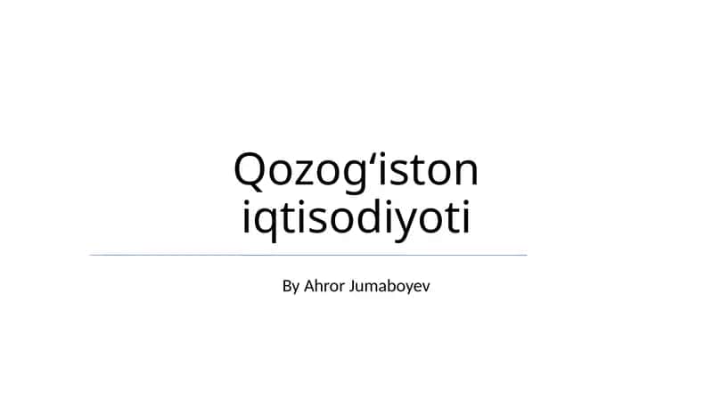 Qozogʻiston iqtisodiyoti 1