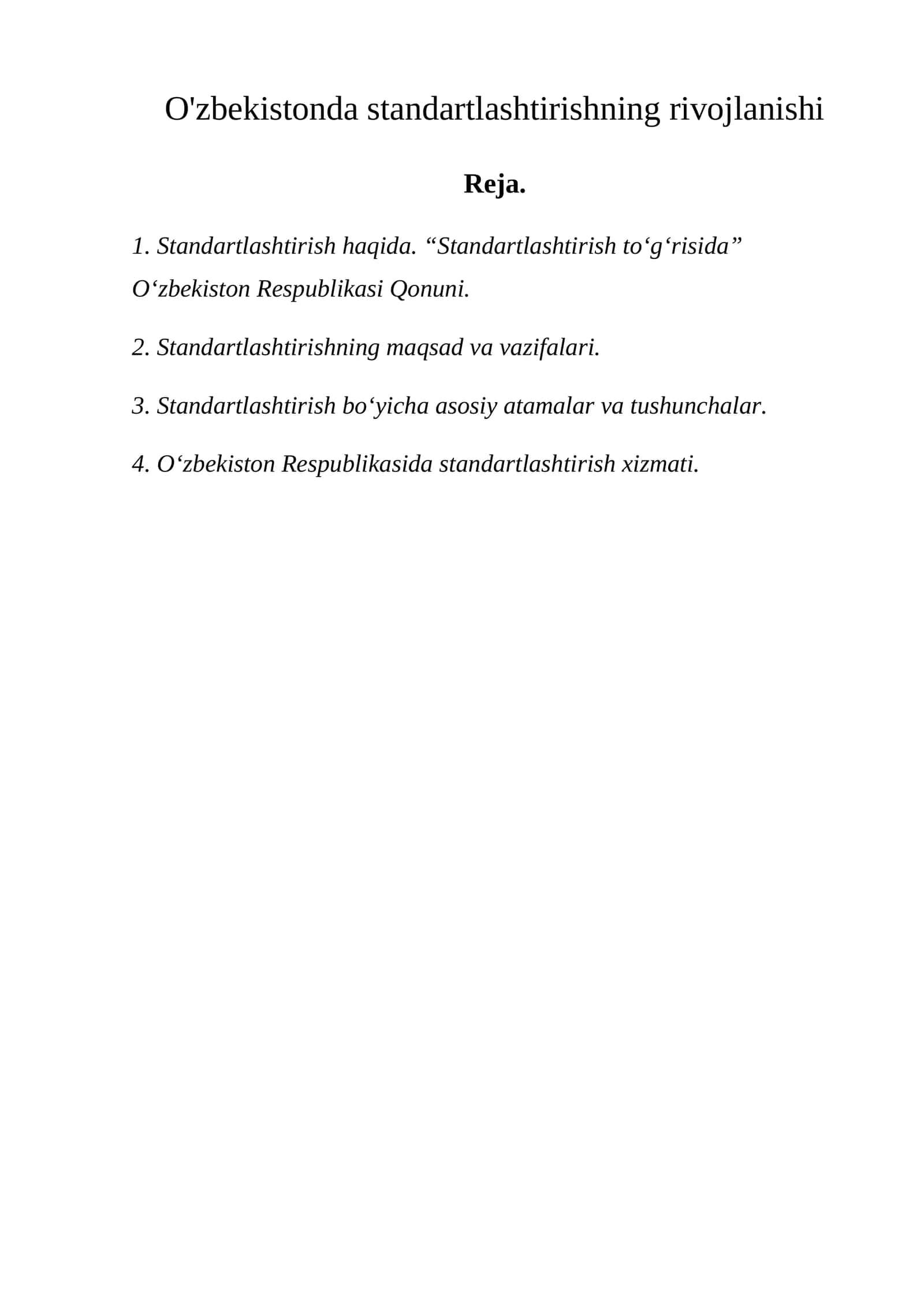 O'zbekistonda standartlashtirishning rivojlanishi 1