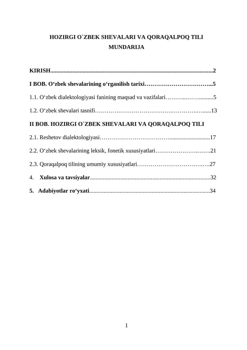 HOZIRGI O`ZBEK SHEVALARI VA QORAQALPOQ TILI 1