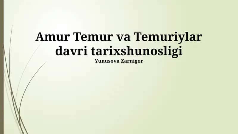 Temuriylar Davri Tarixshunosligi 1