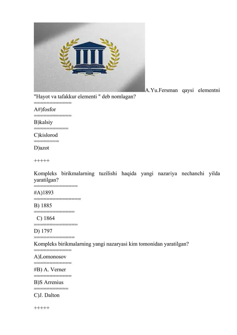 Kompleks birikmalarning tuzilishi 1
