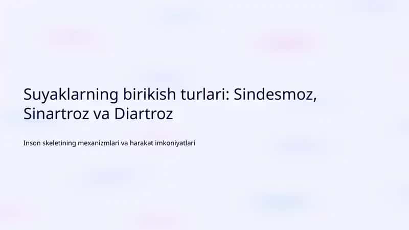Sindesmoz, Sinartroz va Diartroz 1