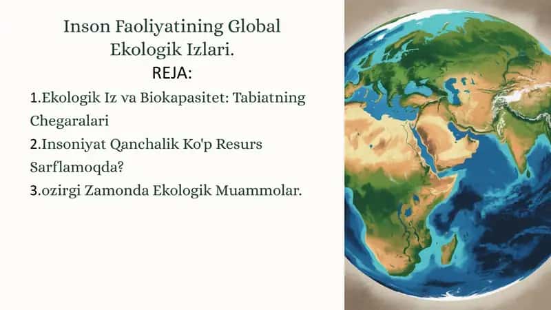 Inson Faoliyatining Global Ekologik Izlari 1