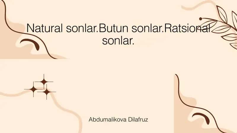 Tabiiy, butun va ratsional sonlar 1
