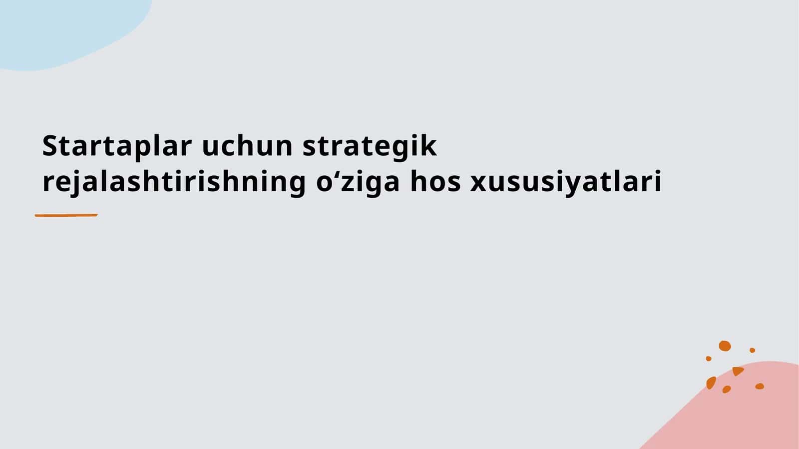 Strategik rejalashtirishning asosiy tushunchalari 1