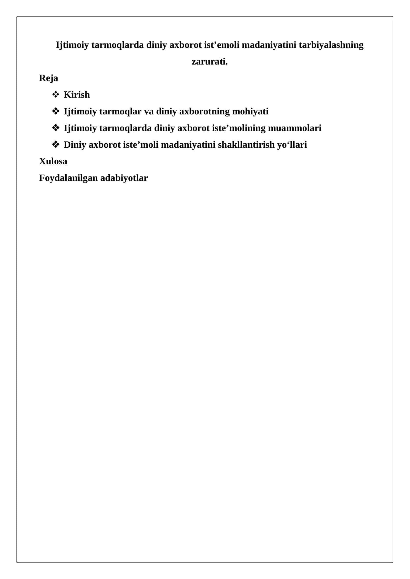 Ijtimoiy tarmoqlarda diniy axborot ist’emoli madaniyatini tarbiyalashning zarurati 1