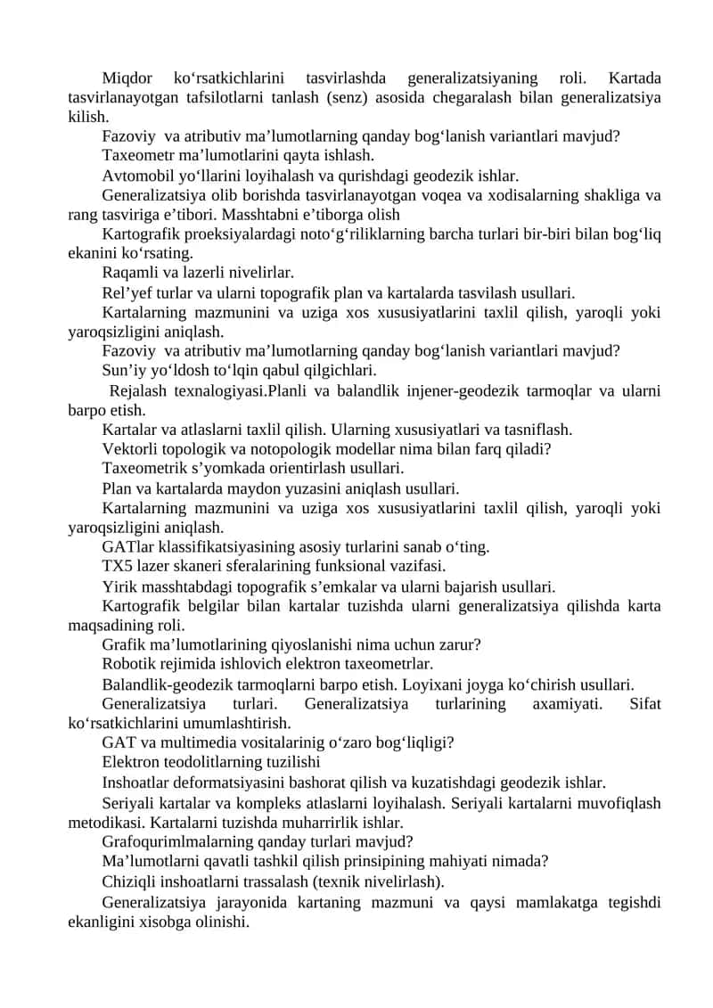 Avtomobil yo‘llarini loyihalash va qurishdagi geodezik ishlar 1