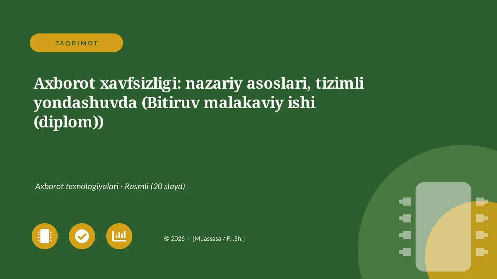 Axborot xavfsizligi: nazariy asoslari, tizimli yondashuvda (Bitiruv malakaviy ishi (diplom)) 1