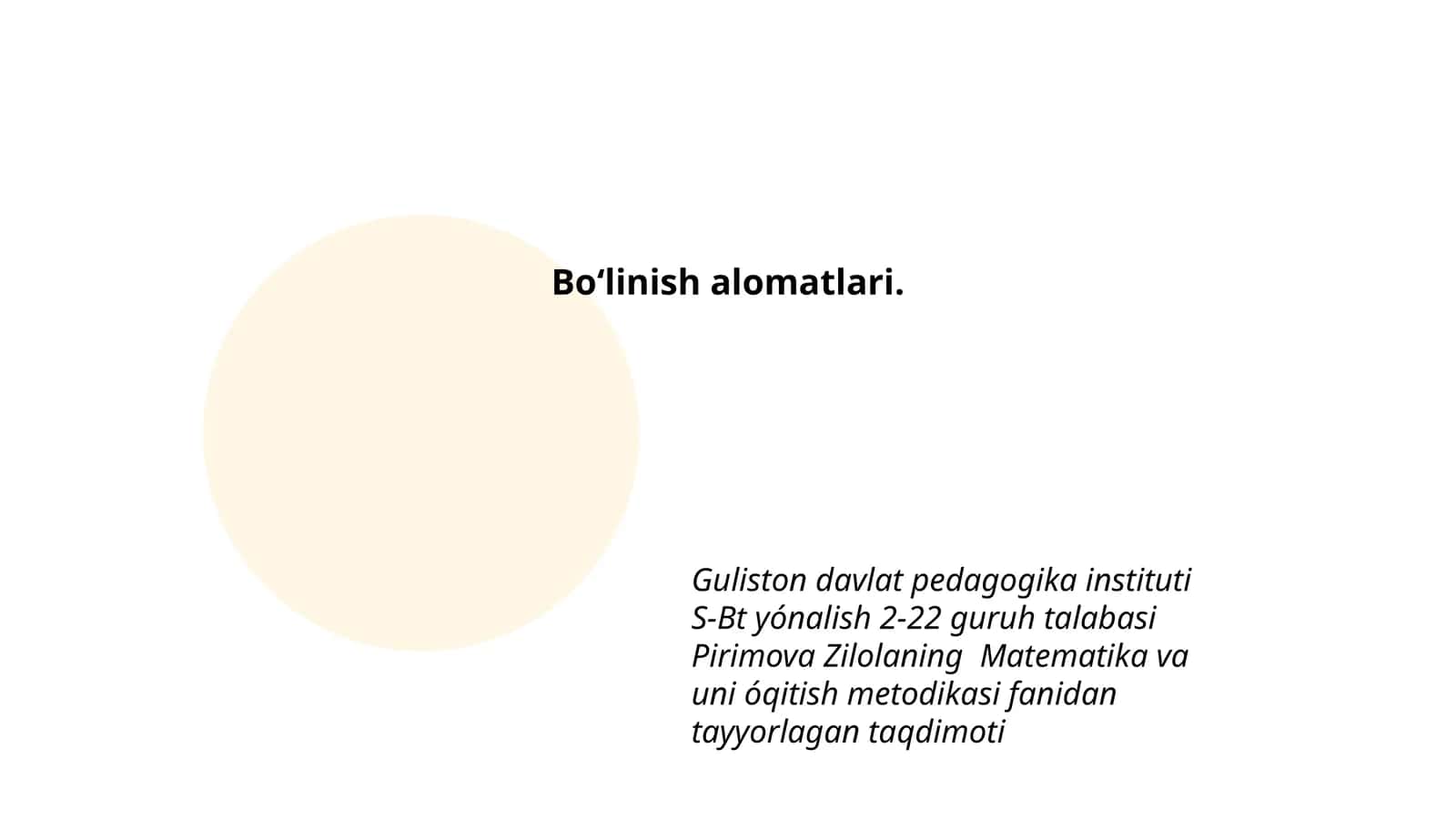 Matematika va uni óqitish metodikasi taqdimoti 1