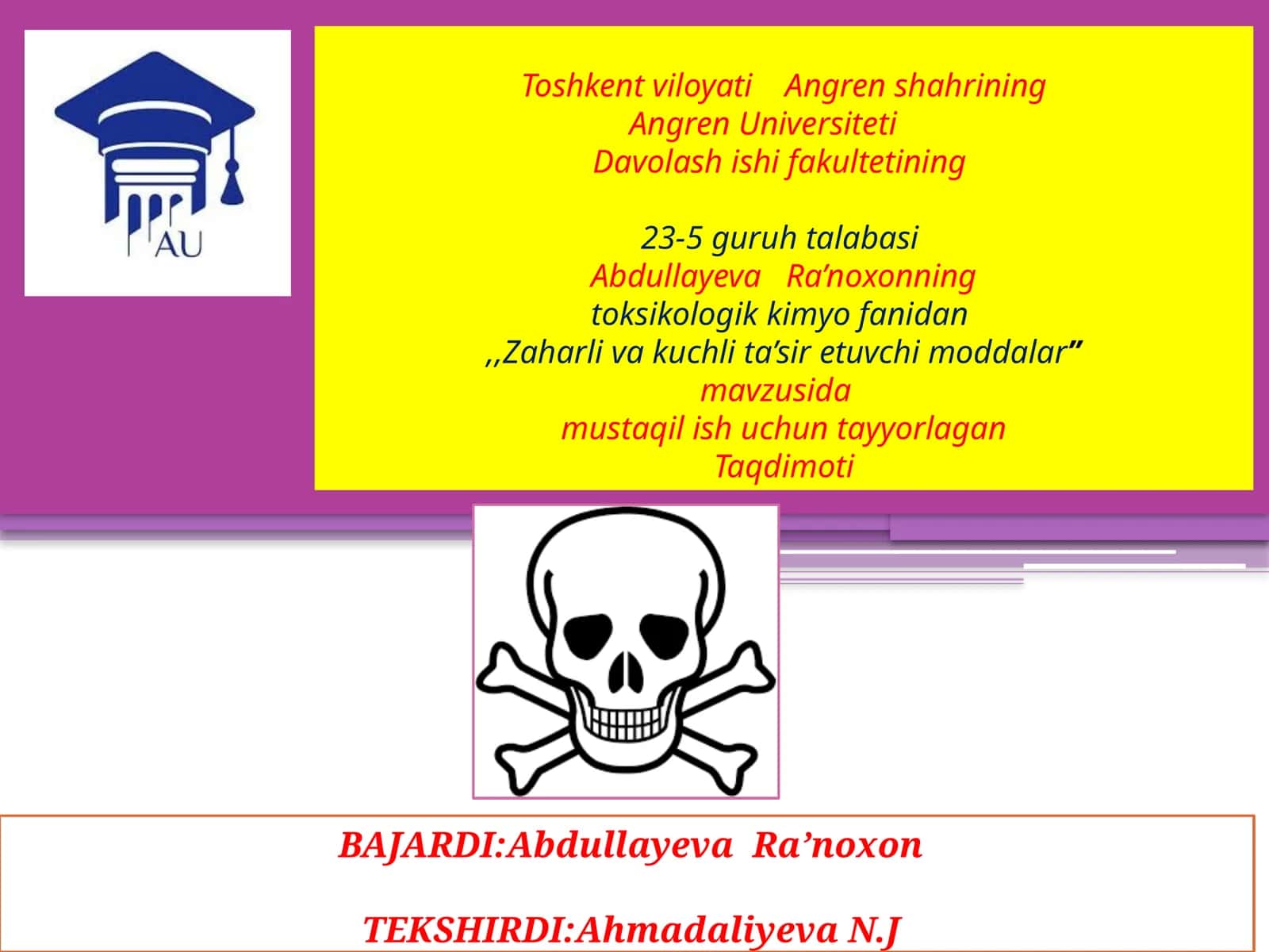 Zaharlar va ularning toksikologiyasi 1