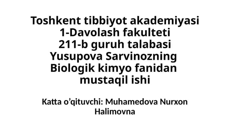 Murakkab lipidlar almashinuvi va xolesterin metabolizmi 1