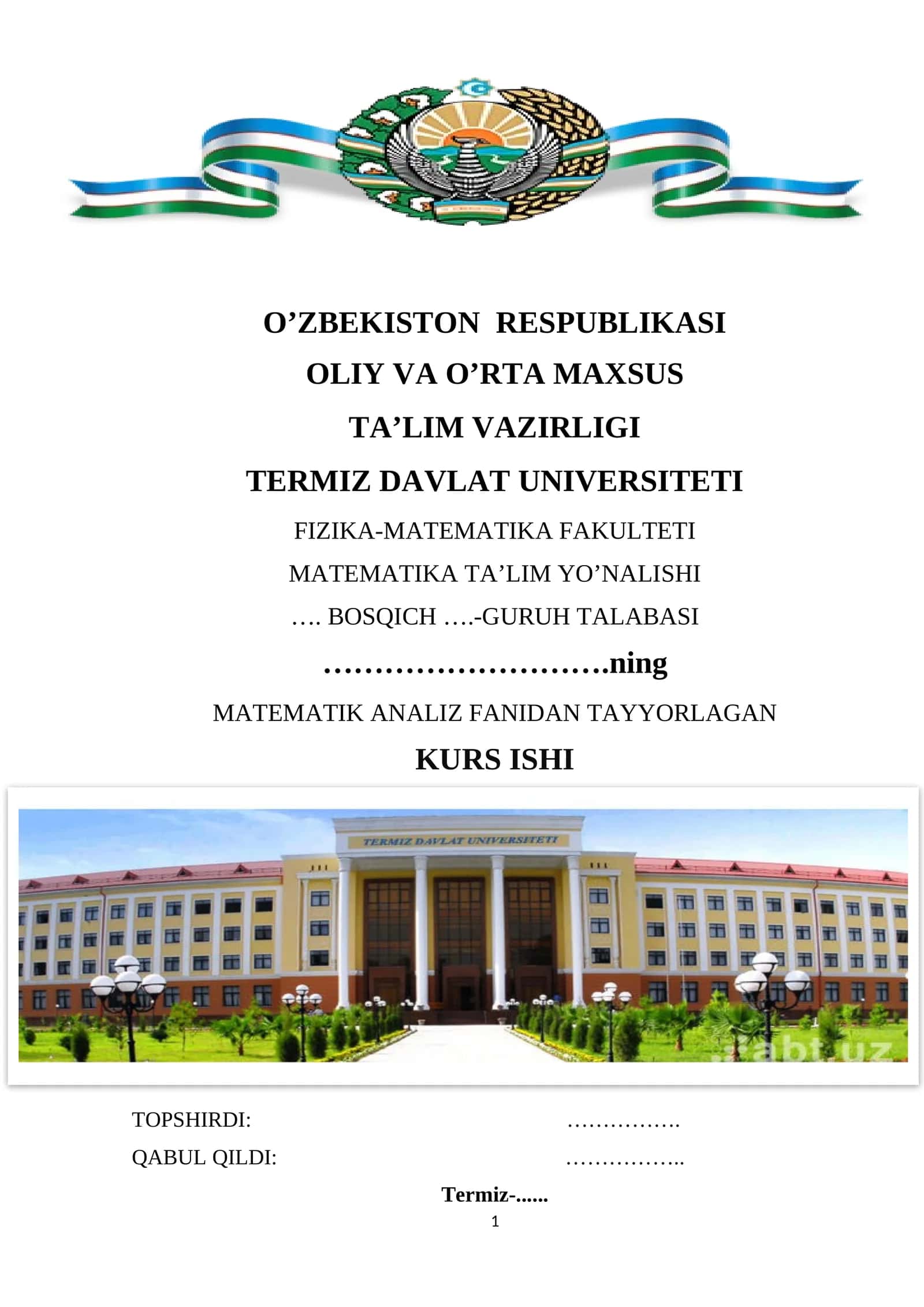 Furye qatori va Furye almashtirish haqida tushuncha 1
