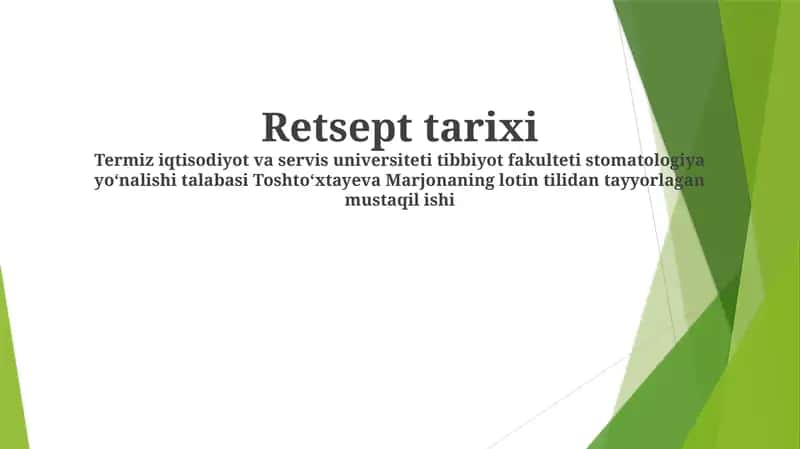 Retseptlar tarixi 1