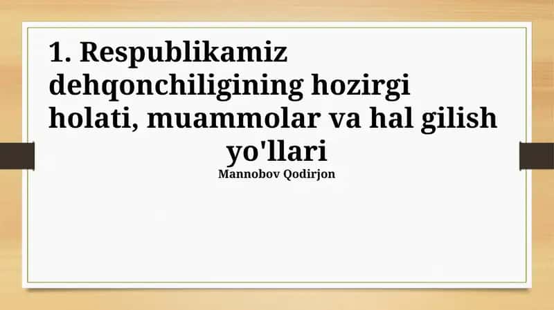 Muammolar: Infrtuzilma 1