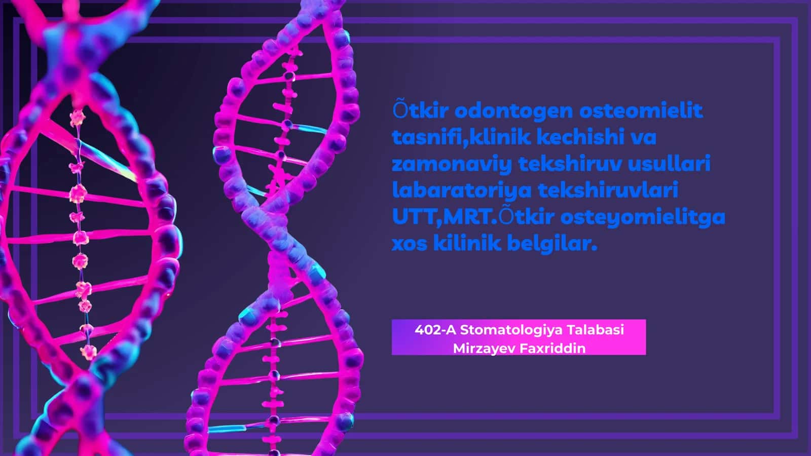 Otkir odontogen osteomielitning tasnifi va asosiy xususiyatlari 1