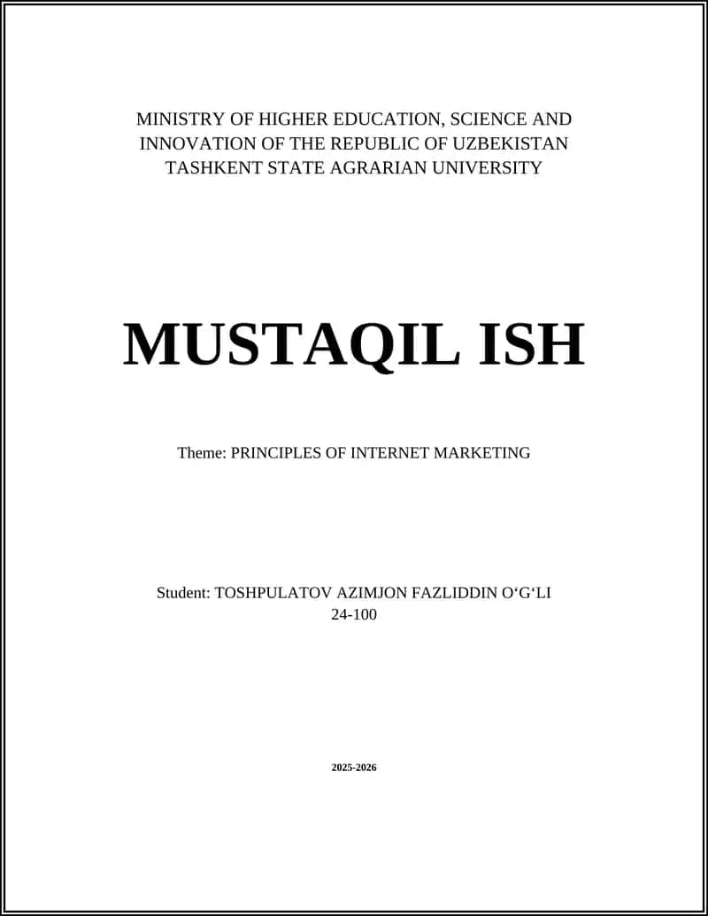 PRINCIPLES OF INTERNET MARKETING 1