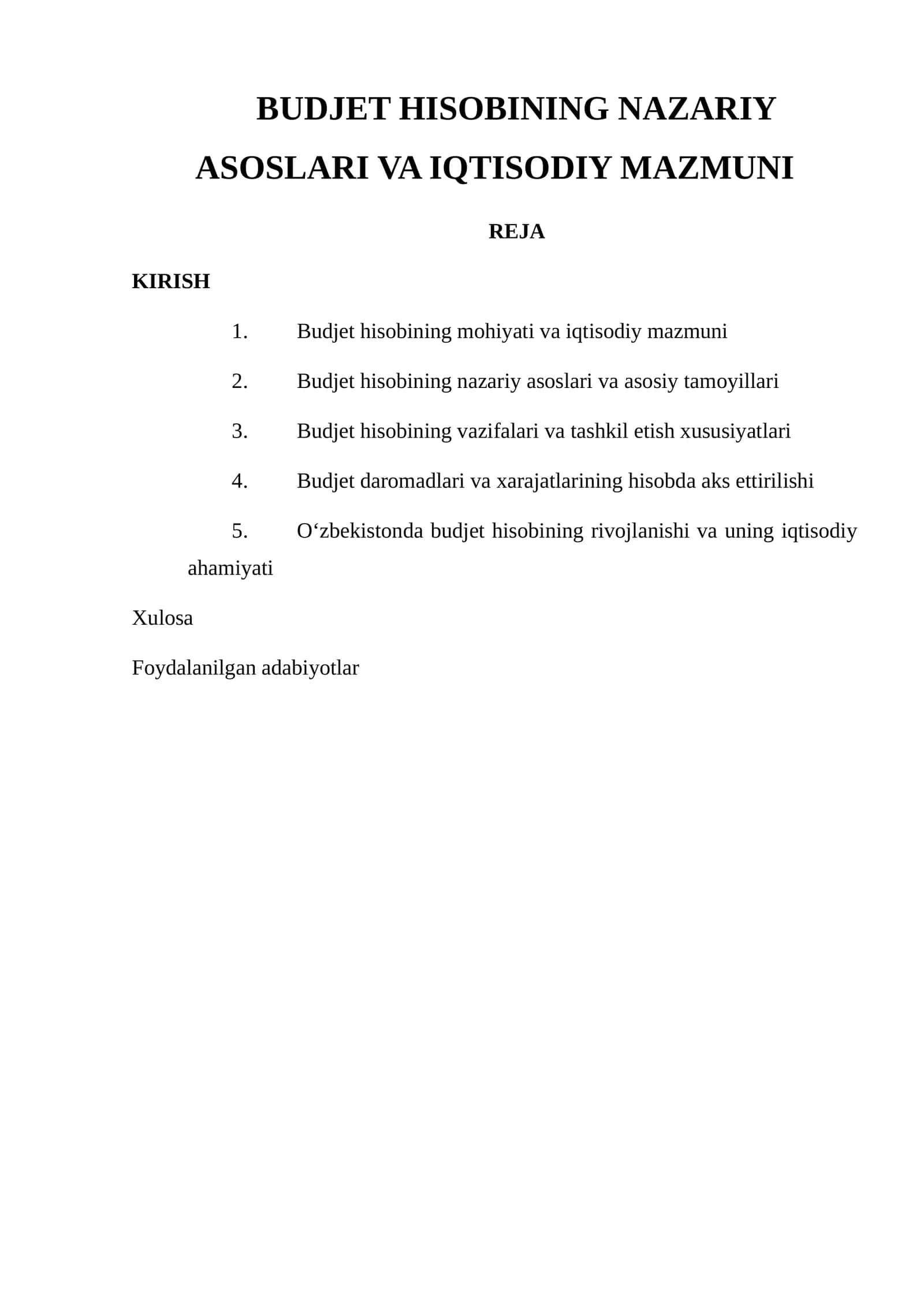 BUDJET HISOBINING NAZARIY ASOSLARI VA IQTISODIY MAZMUNI 1