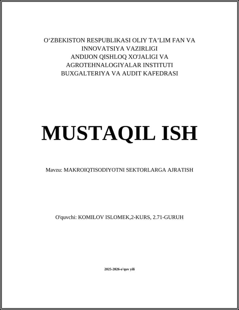 MAKROIQTISODIYOTNI SEKTORLARGA AJRATISH 1