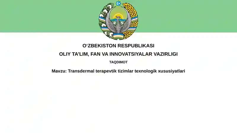 Transdermal terapevtik tizimlar