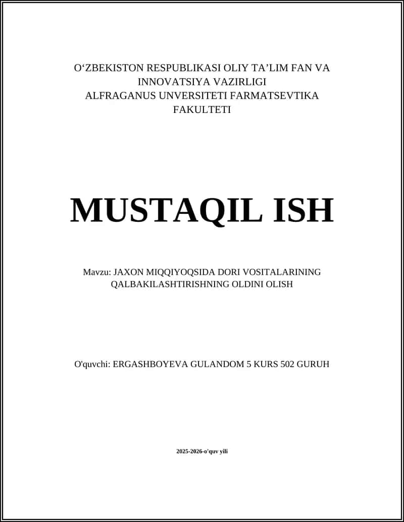 JAXON MIQQIYOQSIDA DORI VOSITALARINING QALBAKILASHTIRISHNING OLDINI OLISH 1