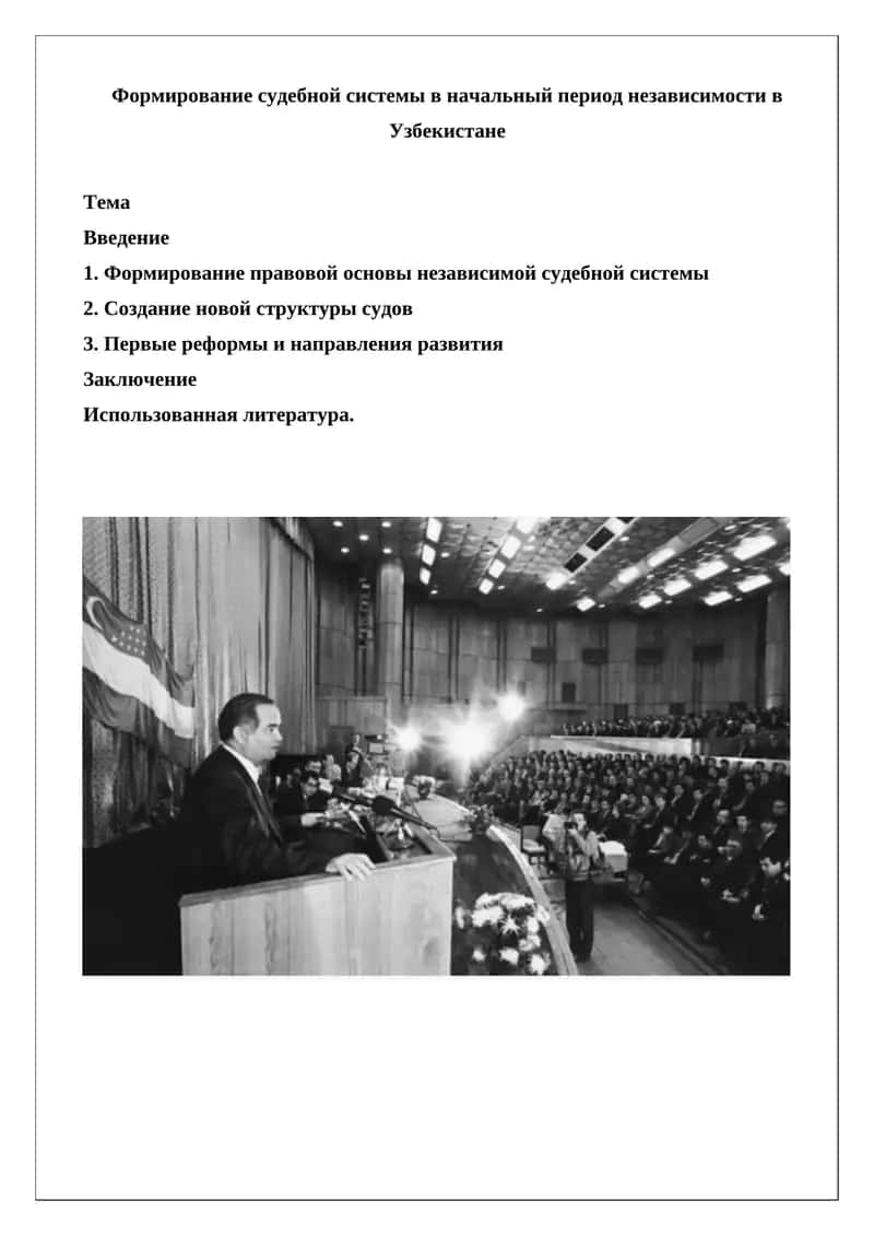 Формирование судебной системы в начальный период независимости в Узбекистане 1