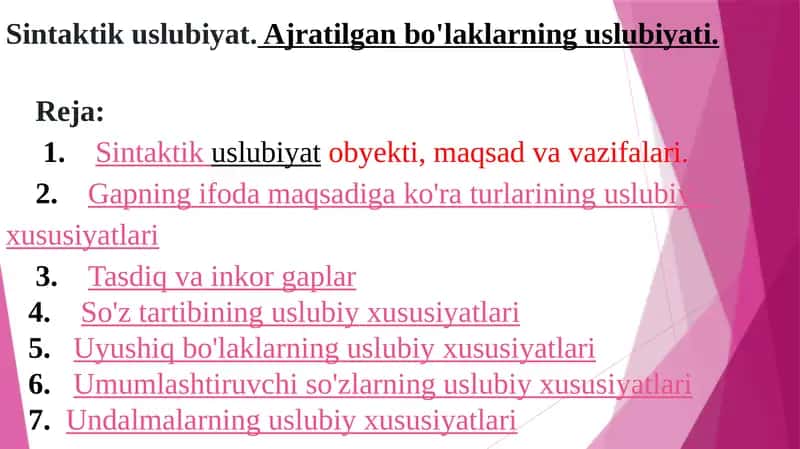 Sintaktik uslubiyat 1