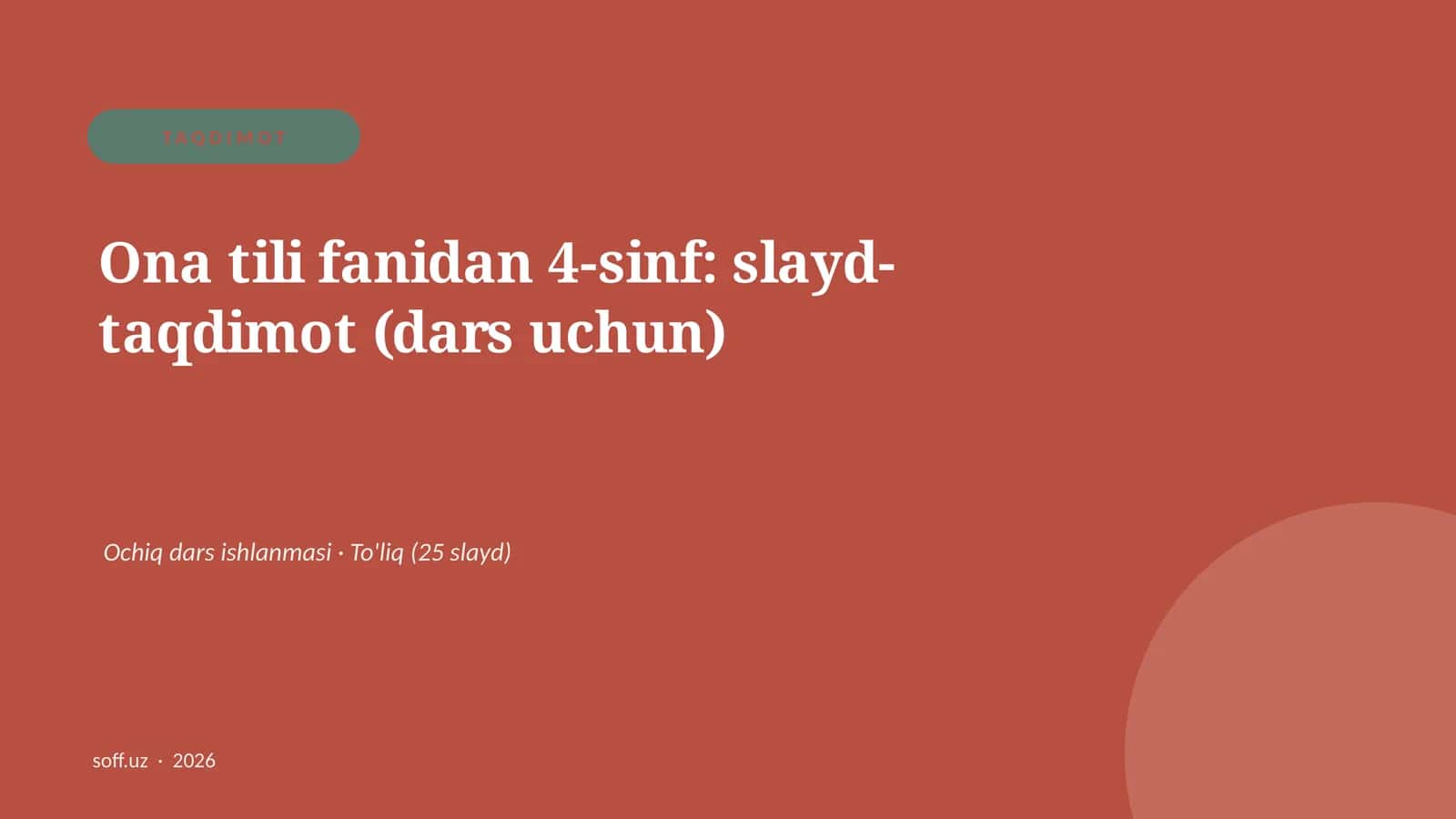 Ona tili fanidan 4-sinf: slayd-taqdimot (dars uchun) 1