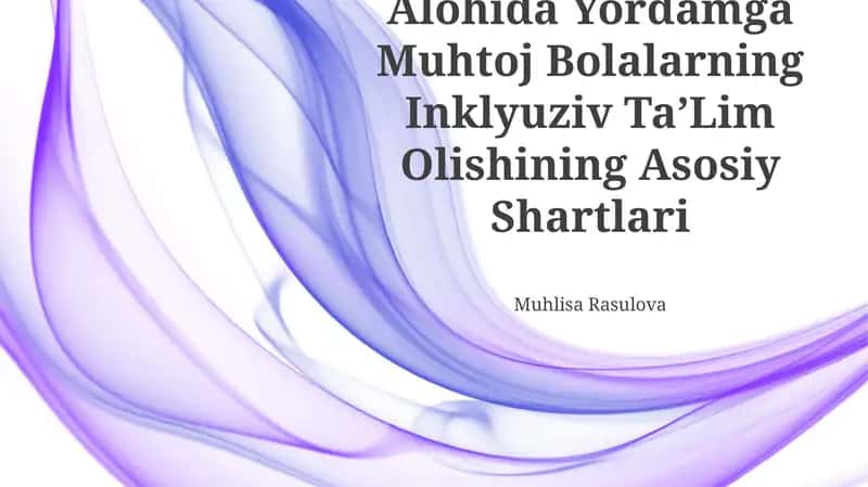 Alohida Yordamga Muhtoj Bolalarning Inklyuziv TaʼLim Olishining Asosiy Shartlari 1