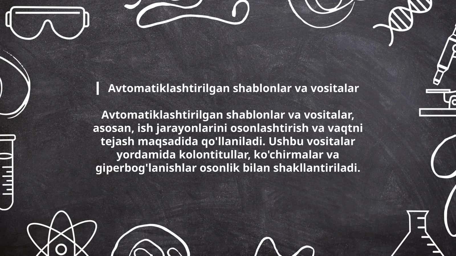 Avtomatiklashtirilgan shablonlar va vositalar 1