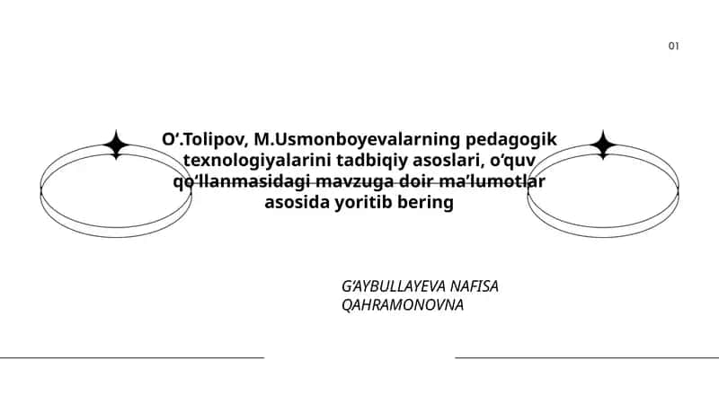 O‘.Tolipov, M.Usmonboyevalarning pedagogik texnologiyalarini tadbiqiy asoslari, o‘quv qo‘llanmasidagi mavzuga doir ma’lumotlar asosida yoritib bering 1
