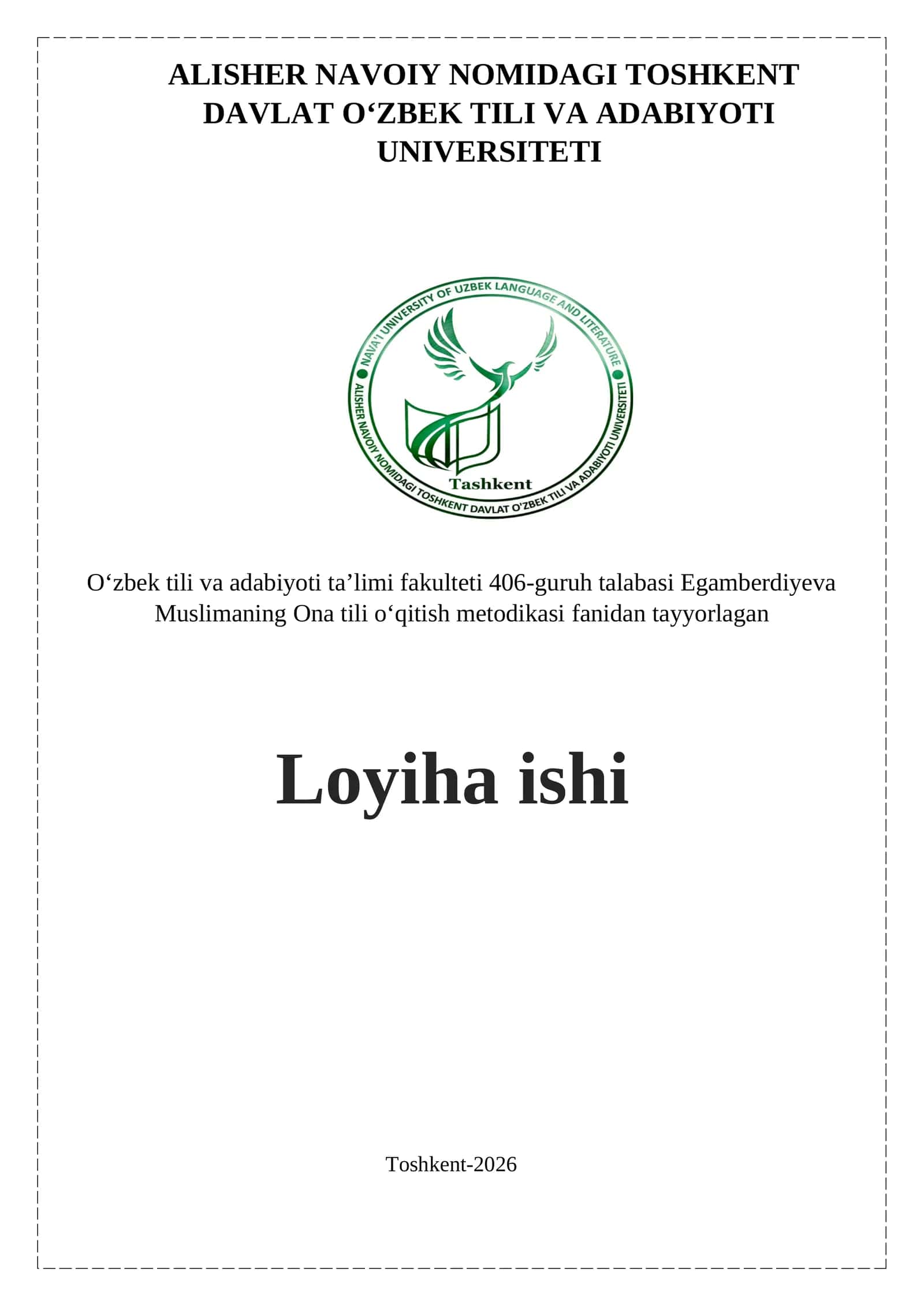 Muslimaning Ona tili o'qitish metodikasi 1
