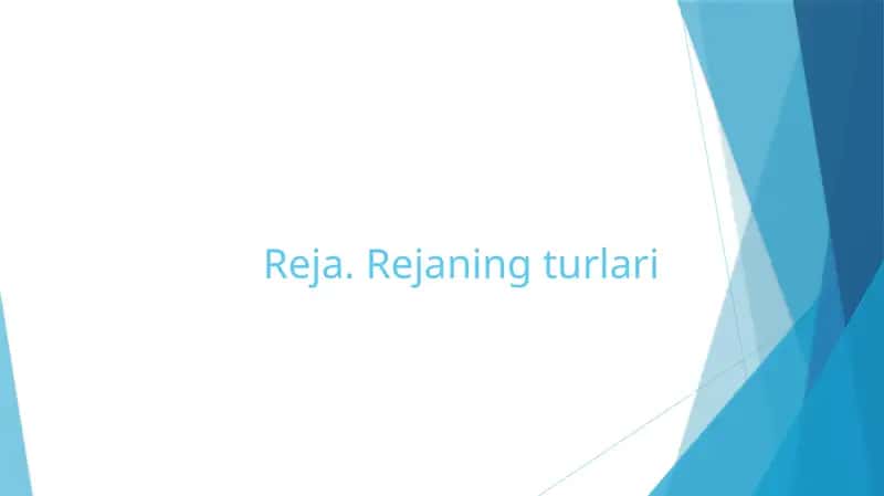 Reja.Rejaningturlari 1