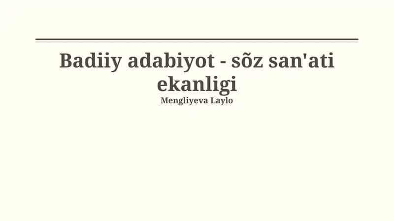 Badiiy Adabiyotning Taʼsiri va Ahamiyati 1