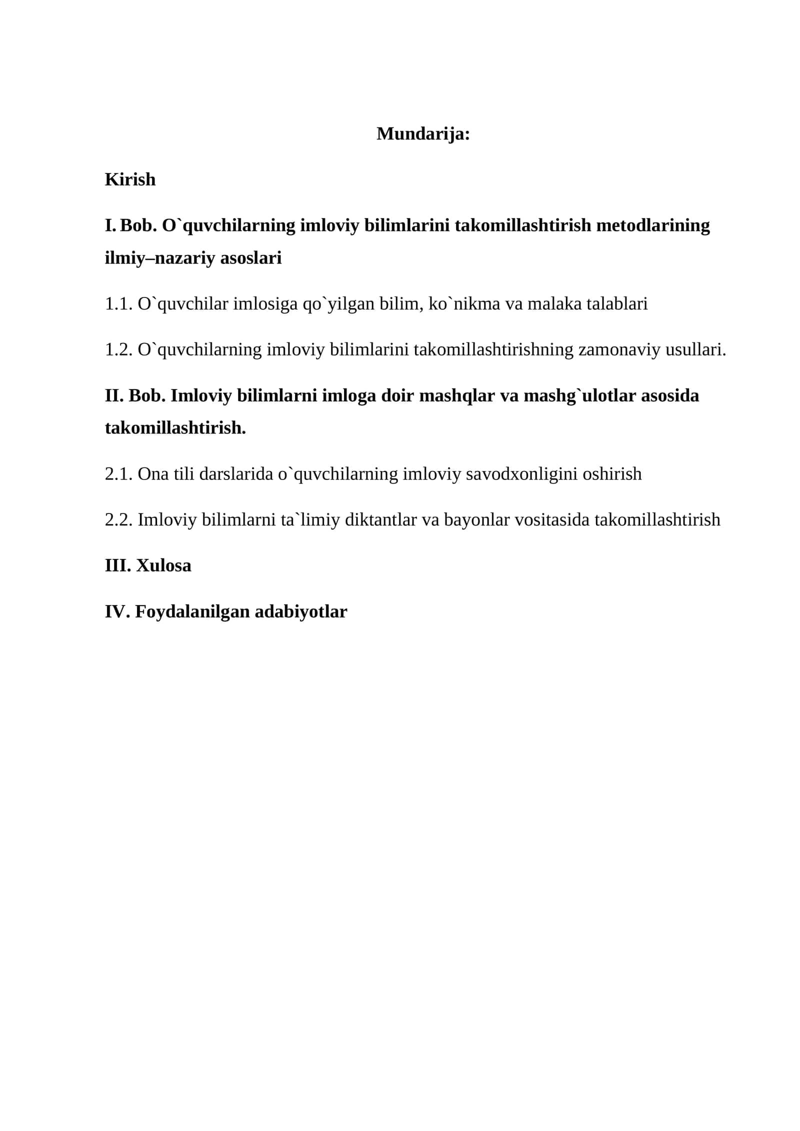 O`quvchilarning imloviy bilimlarini takomillashtirish metodlarining ilmiy–nazariy asoslari 1