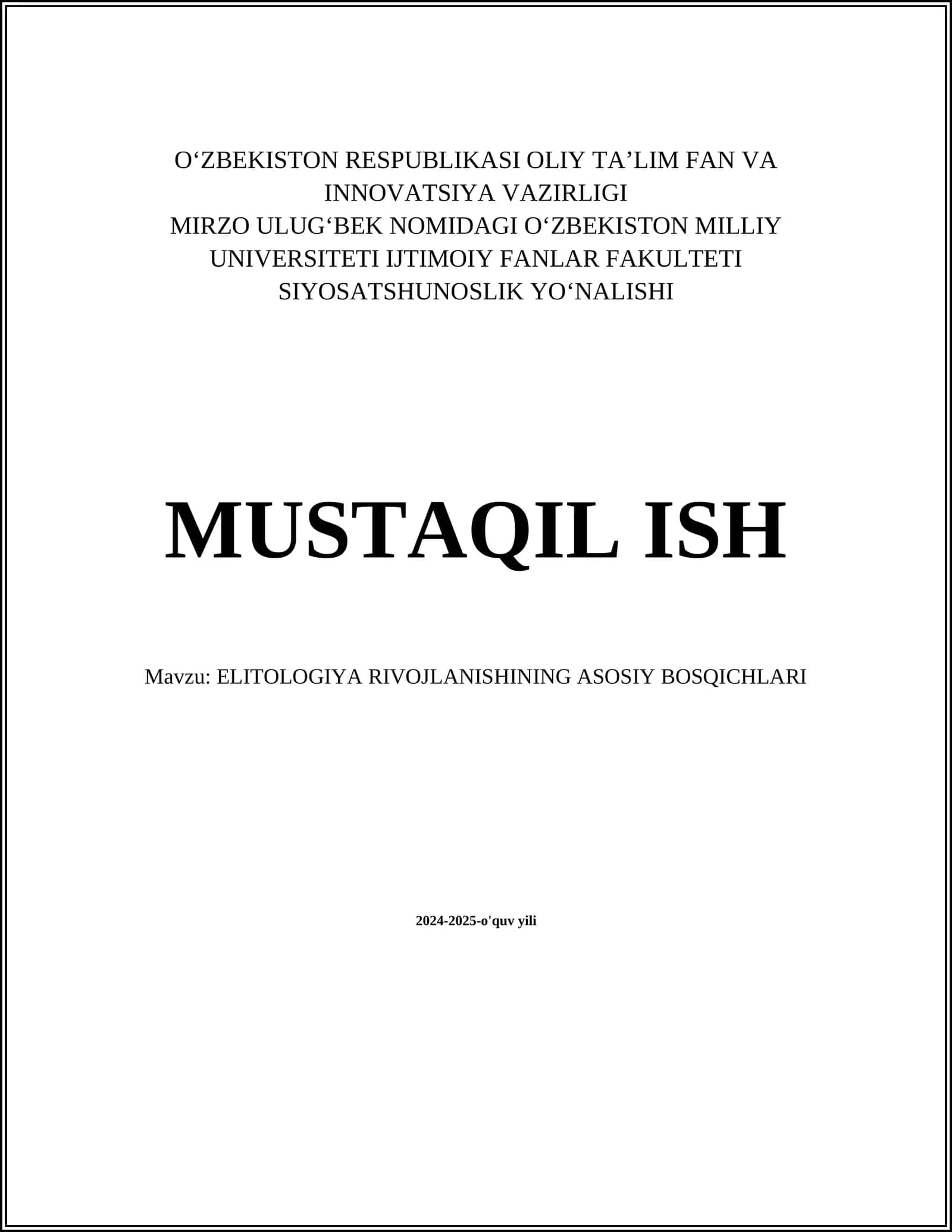 ELITOLOGIYA RIVOJLANISHINING ASOSIY BOSQICHLARI 1