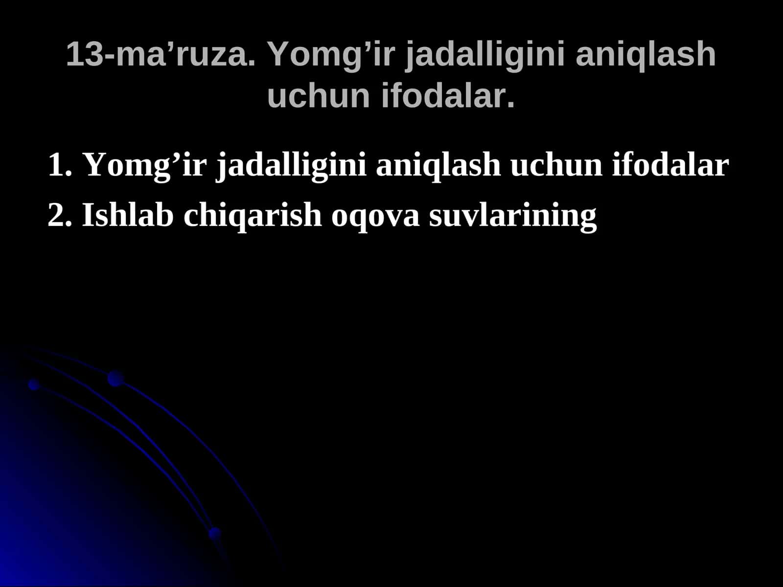 13-ma’ruza. Yomg’ir jadalligini aniqlash uchun ifodalar 1