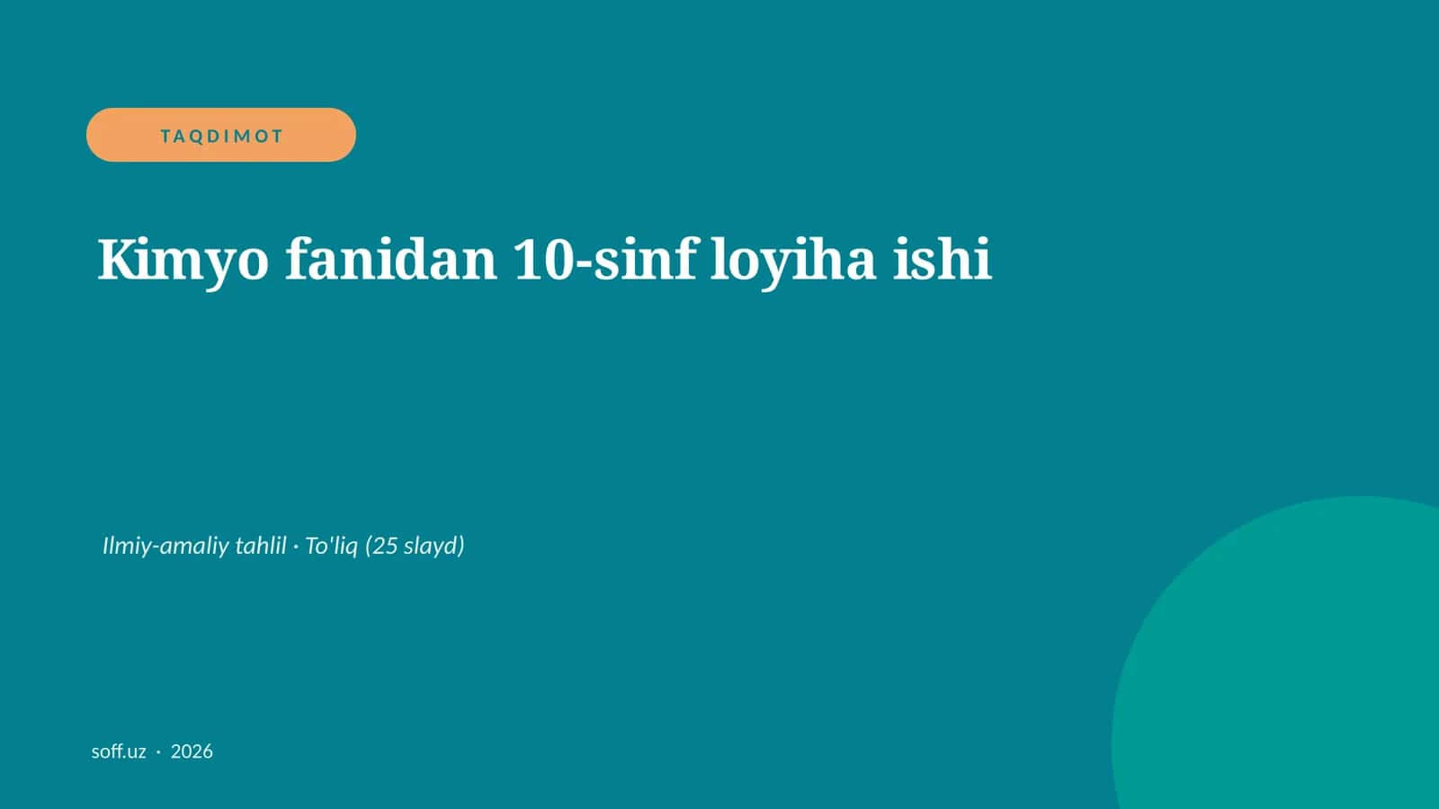 Kimyo fanidan 10-sinf loyiha ishi 1