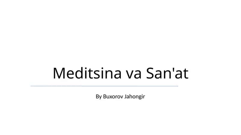 Tibbiyot va San'at 1