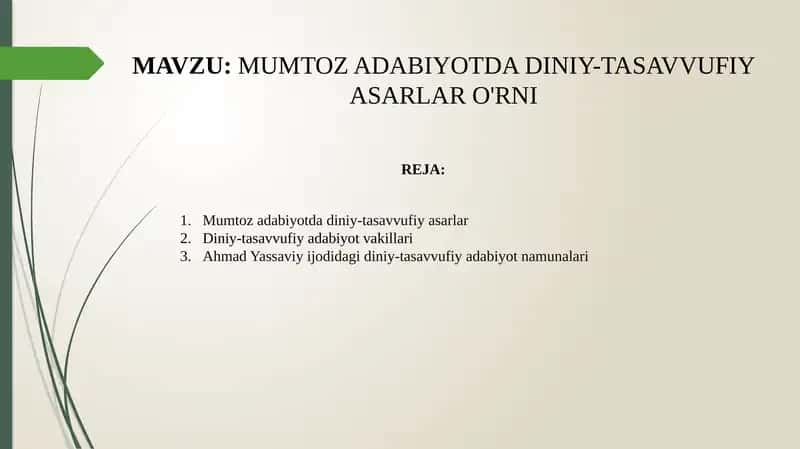+ Mumtoz adabiyotda diniy-tasavvufiy asarlar o'rni 1