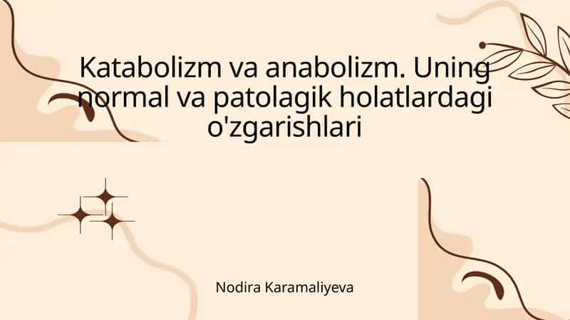 Katabolizm va anabolizm tushunchalari 1