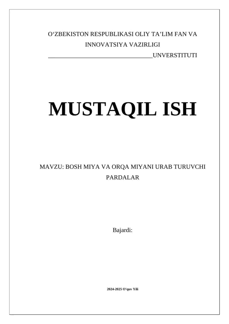 Bosh miya va orqa miyani urab turuvchi pardalar 1