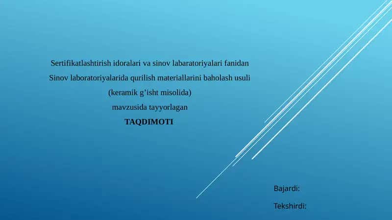 Sertifikatlashtirish idoralari va sinov labaratoriyalari fanidan 1