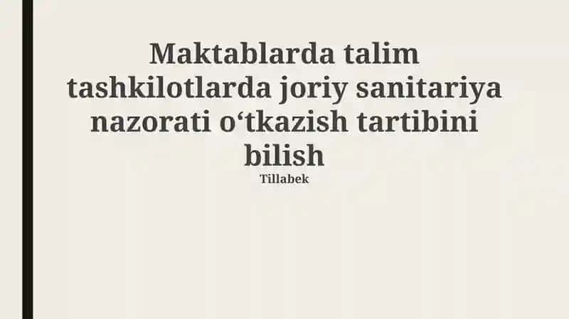 Ichimlik suvi sifatini nazorat qilish